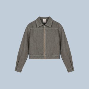 جکت یونیسکس جین قهوه‌ای